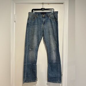 7 For All Mankind Y2K Mens 34x33 Bootcut Jeans  Distressed Embroidered Denim.